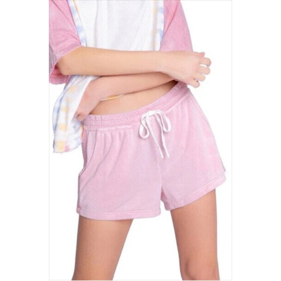 PJ SALVAGE NEW Sunset Crochet Inset Lounge Shorts in Pink Quartz XL - Picture 2 of 5